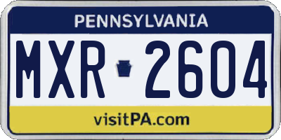 PA license plate MXR2604