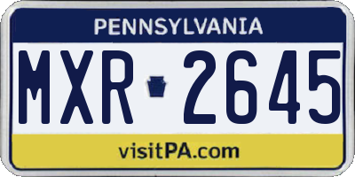 PA license plate MXR2645