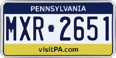 PA license plate MXR2651