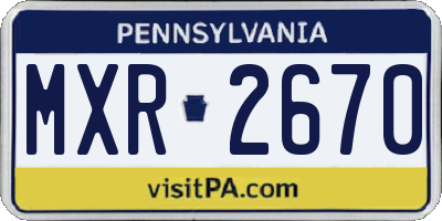 PA license plate MXR2670