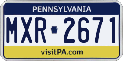 PA license plate MXR2671