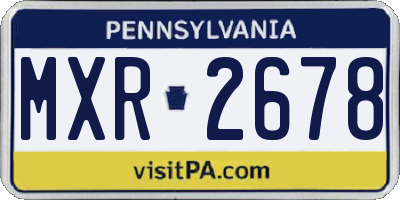 PA license plate MXR2678