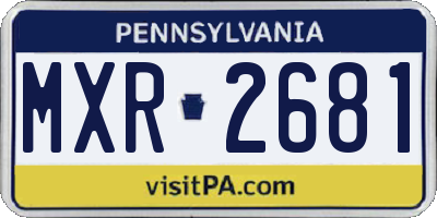 PA license plate MXR2681