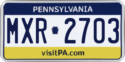 PA license plate MXR2703
