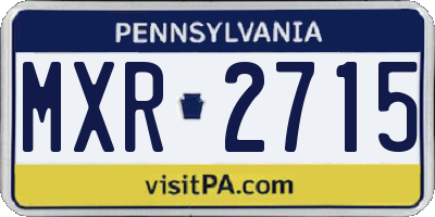 PA license plate MXR2715