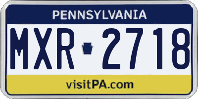 PA license plate MXR2718