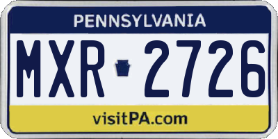 PA license plate MXR2726