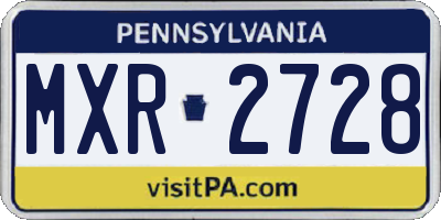 PA license plate MXR2728