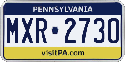 PA license plate MXR2730