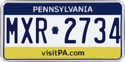 PA license plate MXR2734