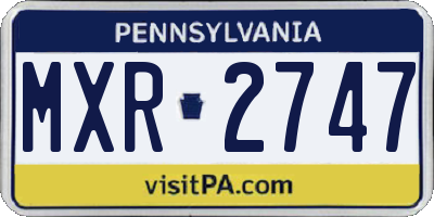 PA license plate MXR2747