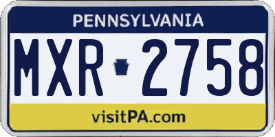PA license plate MXR2758