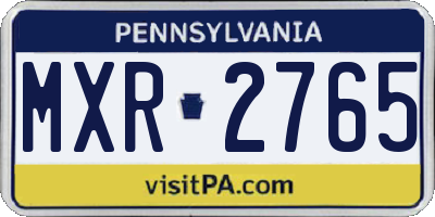 PA license plate MXR2765