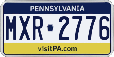 PA license plate MXR2776
