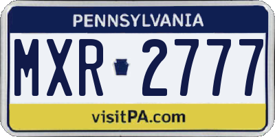 PA license plate MXR2777