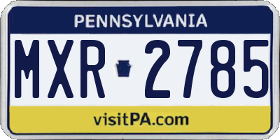 PA license plate MXR2785