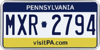 PA license plate MXR2794