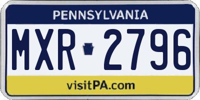 PA license plate MXR2796