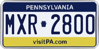 PA license plate MXR2800