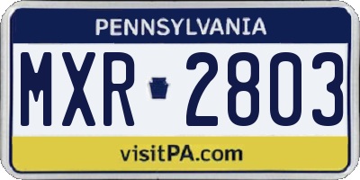 PA license plate MXR2803