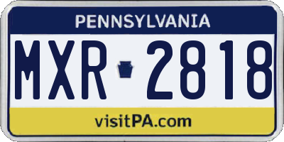 PA license plate MXR2818