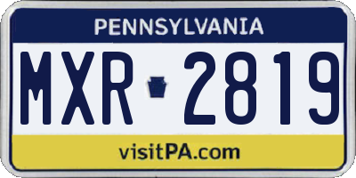 PA license plate MXR2819