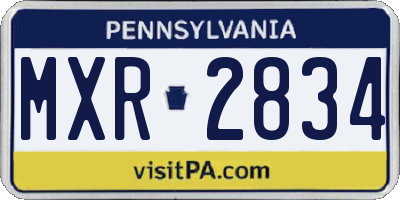 PA license plate MXR2834