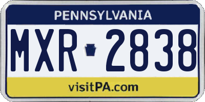PA license plate MXR2838