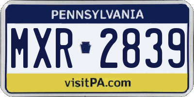 PA license plate MXR2839