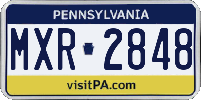 PA license plate MXR2848