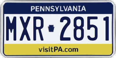 PA license plate MXR2851