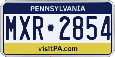 PA license plate MXR2854