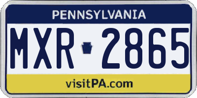 PA license plate MXR2865