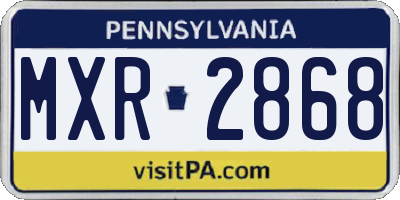 PA license plate MXR2868