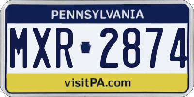PA license plate MXR2874