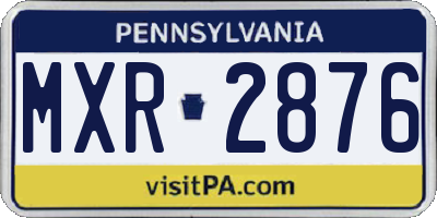 PA license plate MXR2876