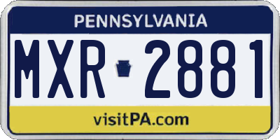 PA license plate MXR2881