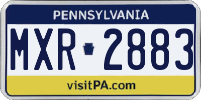 PA license plate MXR2883