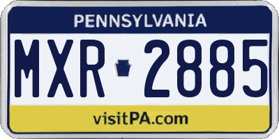PA license plate MXR2885