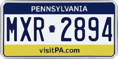 PA license plate MXR2894