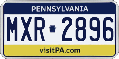 PA license plate MXR2896