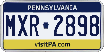 PA license plate MXR2898
