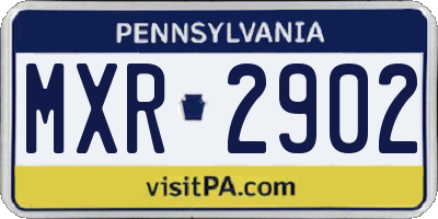 PA license plate MXR2902