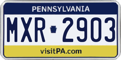 PA license plate MXR2903