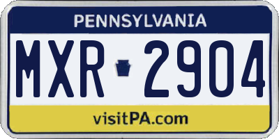 PA license plate MXR2904