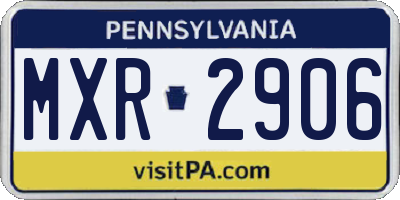 PA license plate MXR2906