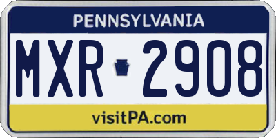 PA license plate MXR2908