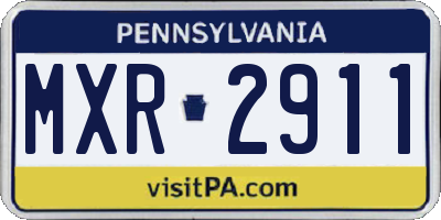 PA license plate MXR2911