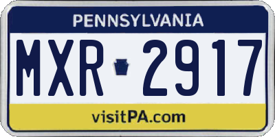 PA license plate MXR2917