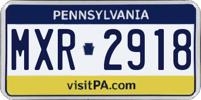 PA license plate MXR2918